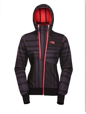 The North Face Thatch Hooded Asymmetrical Zip Up Black Coral Jacket